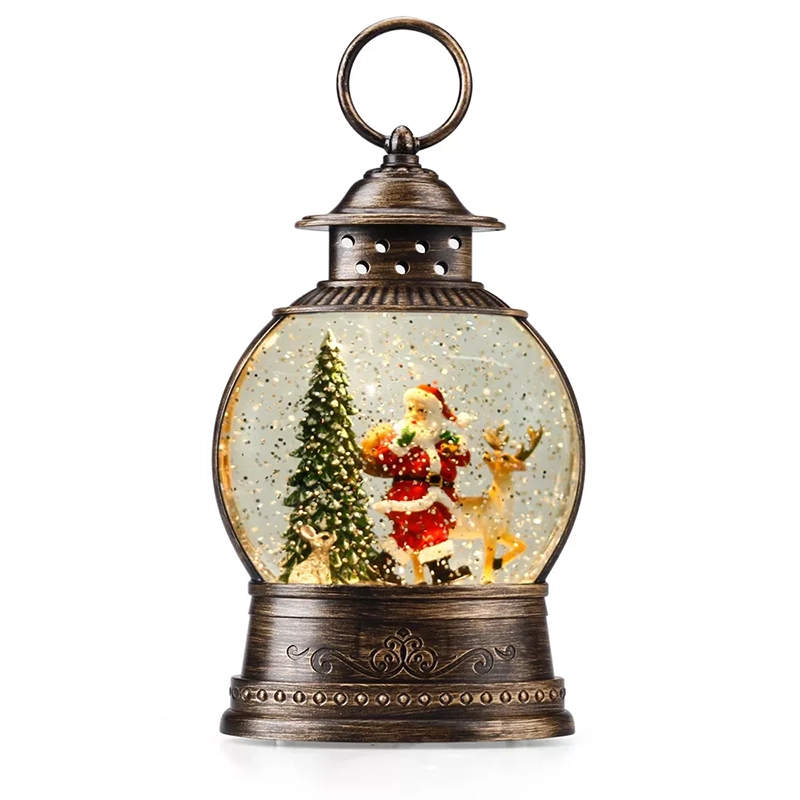 Santa Claus ແລະ Elk Christmas Snow Globe Lantern