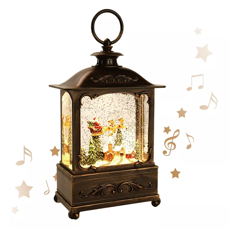 ສອງ Elk Christmas Snow Globe Lantern